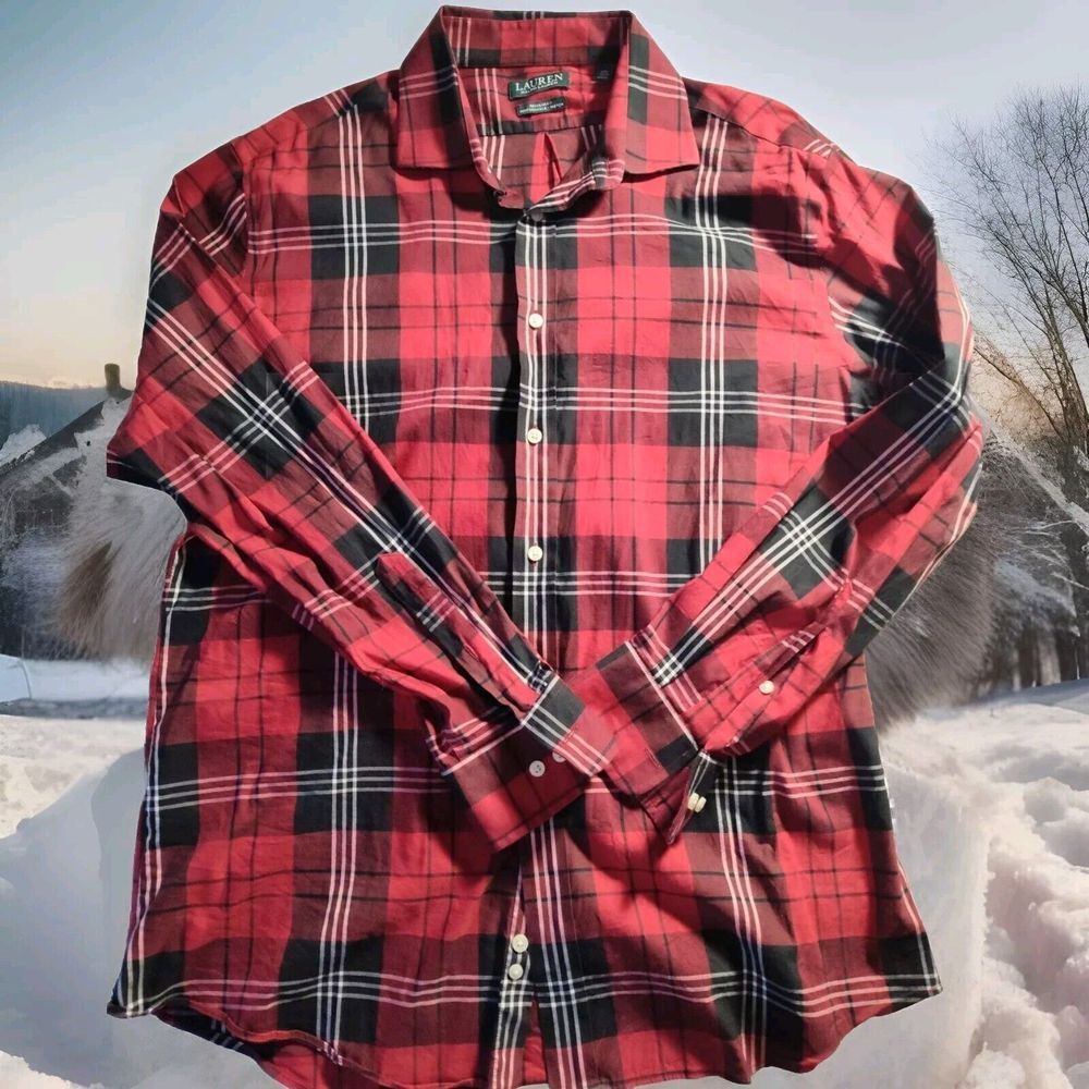 Lauren Ralph Lauren Shirt Mens Size XL Plaid Performance Stretch Button 932